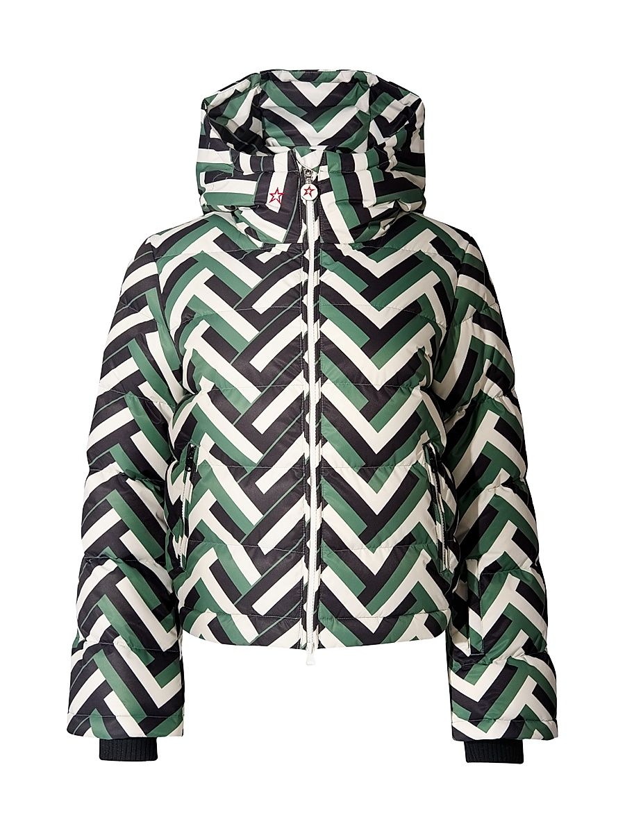 Women's Polar Flare III Down Ski Jacket - Waffle Print Green - Size XL