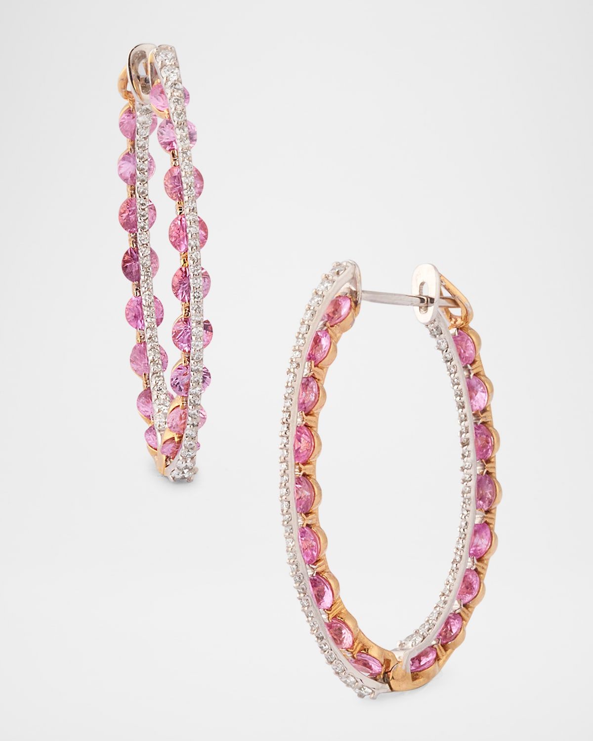 18K Pink Gold Procida Earrings with Diamonds and Sapphires