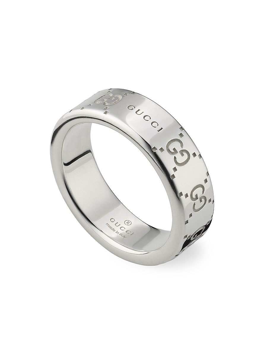Men's Gucci Signature Sterling Silver Ring - Silver - Size 7