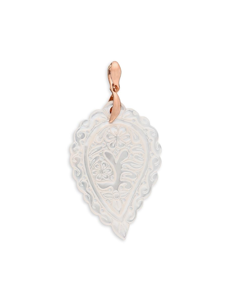 Women's India 18K Rose Gold & Mother-Of-Pearl Leaf Pendant - White