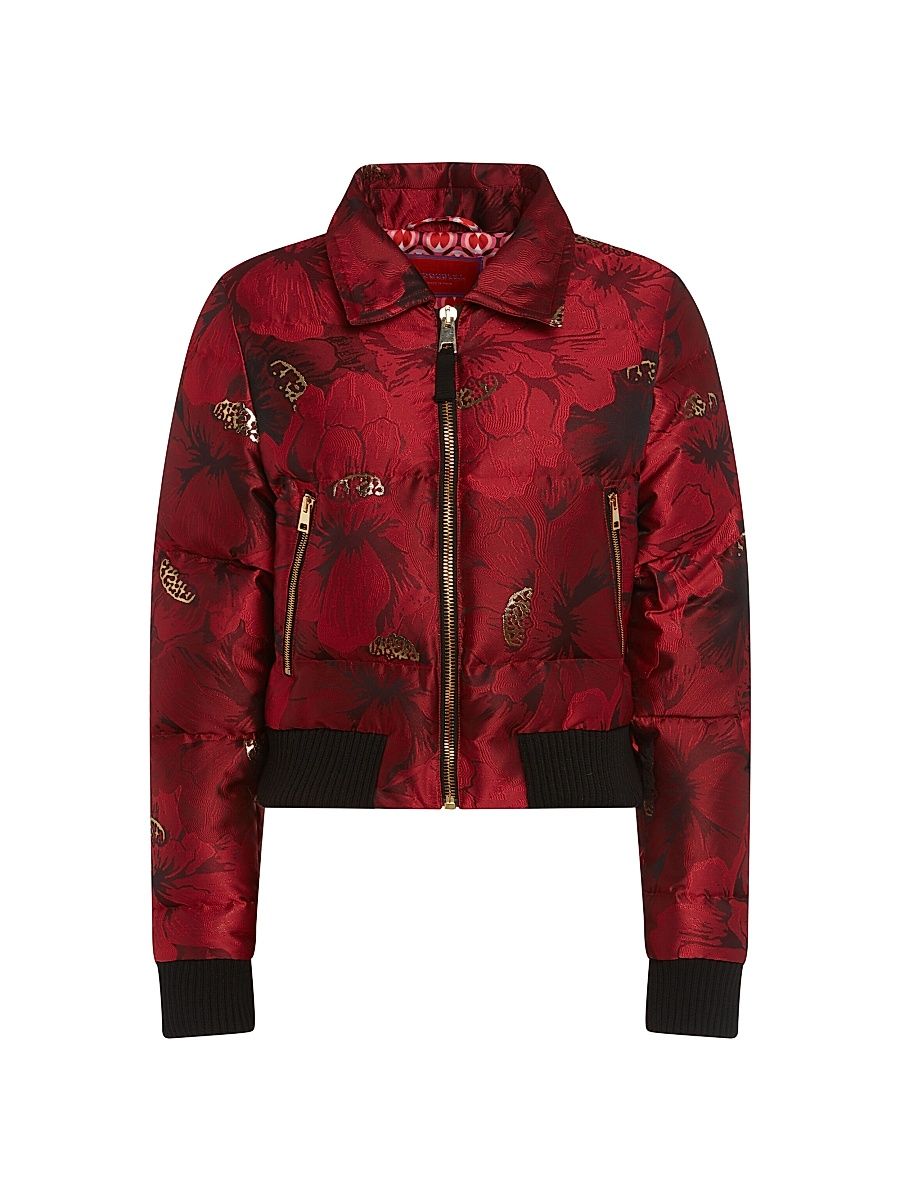 Women's La Comasca Puffer Bomber - Jacquard Ruby Red - Size XS