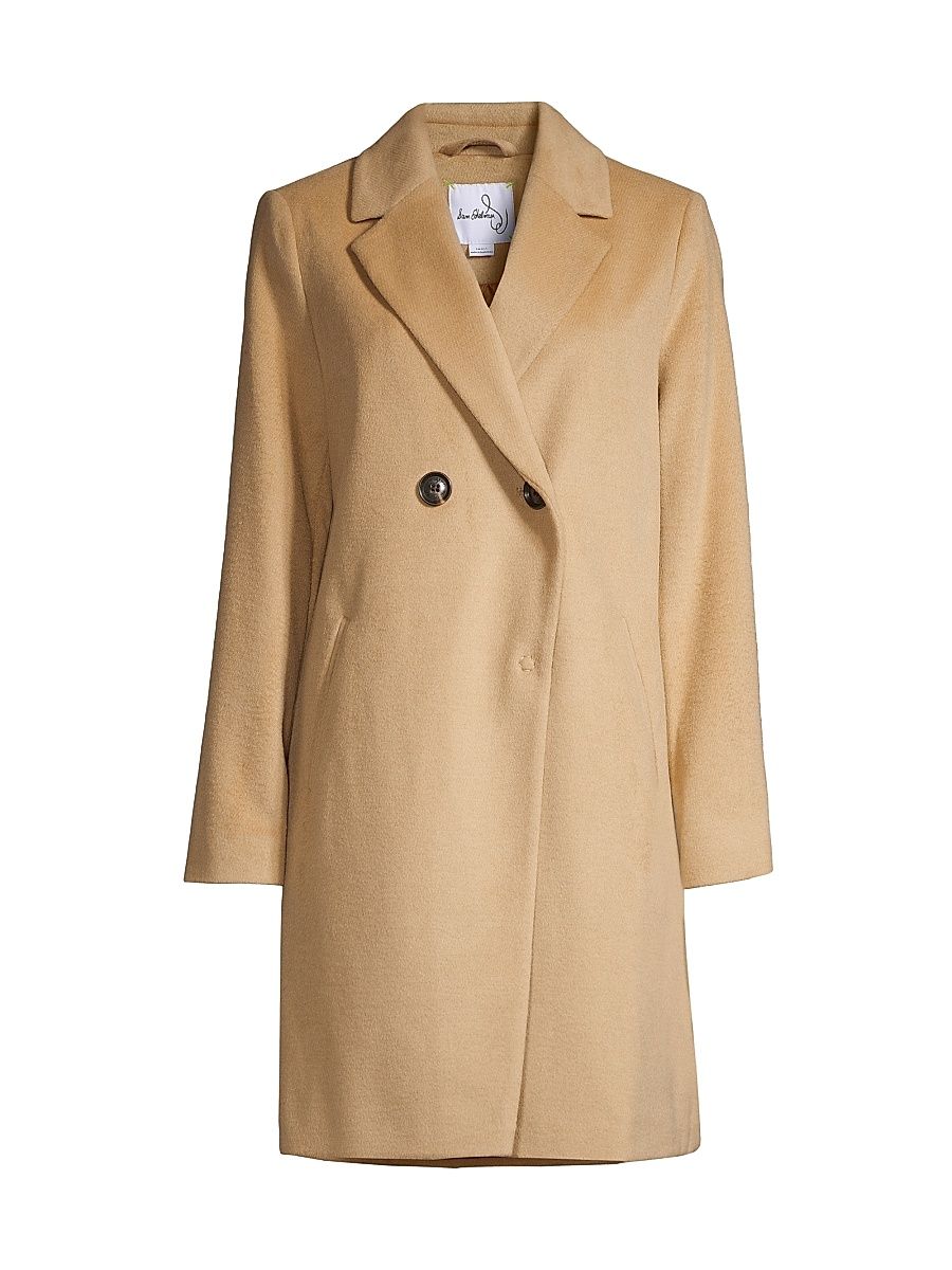 Women's Wool-Blend Double-Breasted Cutaway Coat - Camel - Size XL