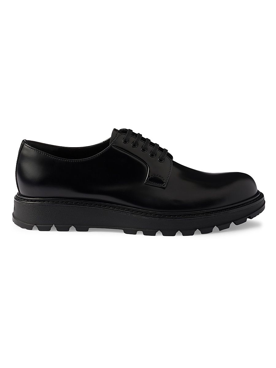 Men's Brushed Leather Lace-Up Dress Shoes - Black - Size 13