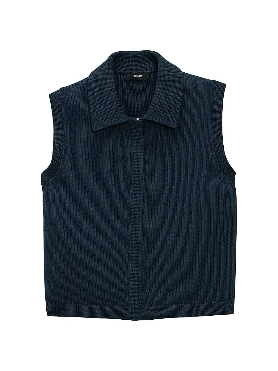 Women's Knit Full-Zip Vest - Navy - Size Small