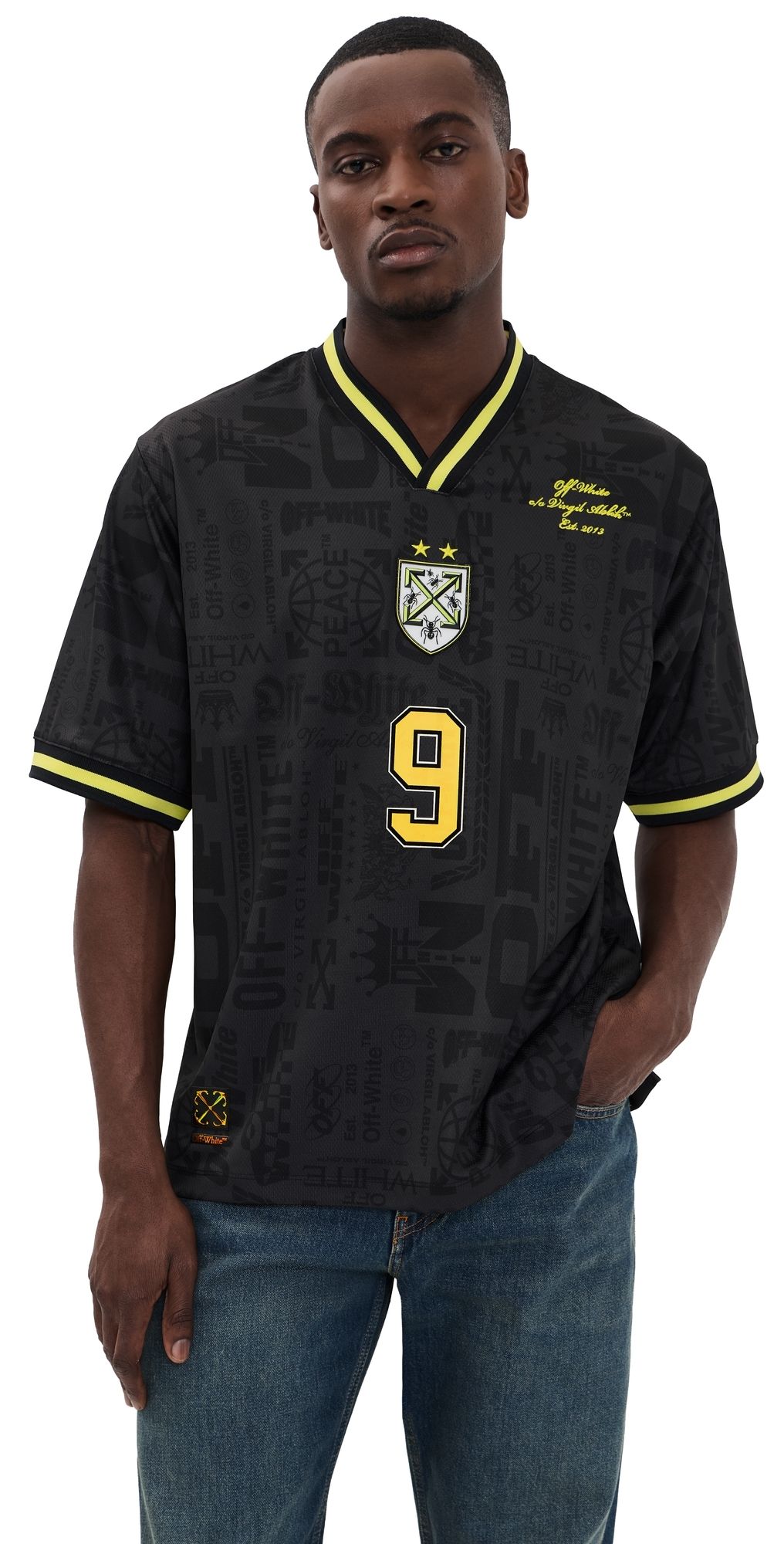 Off-White Multi Logo Soccer Tee Black S