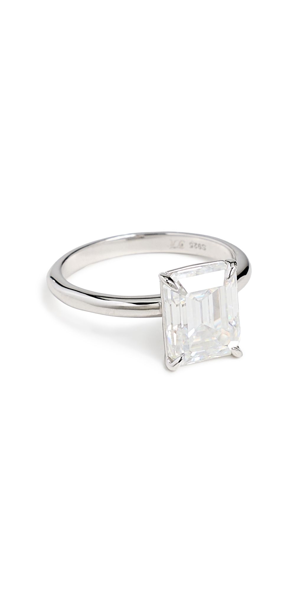 TTR Emerald Cut Lab Grown Ring White Gold 6