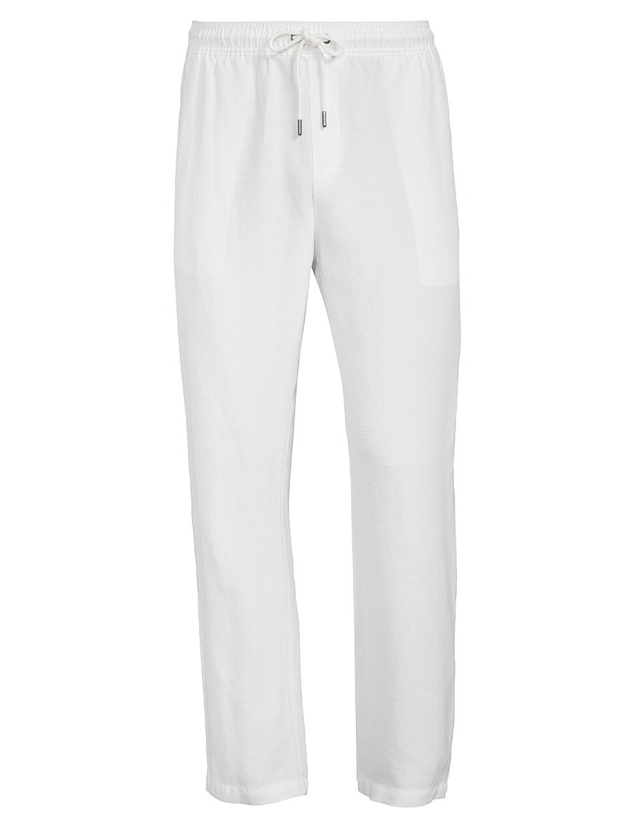Men's Linen-Blend Drawstring Pants - White - Size XXL