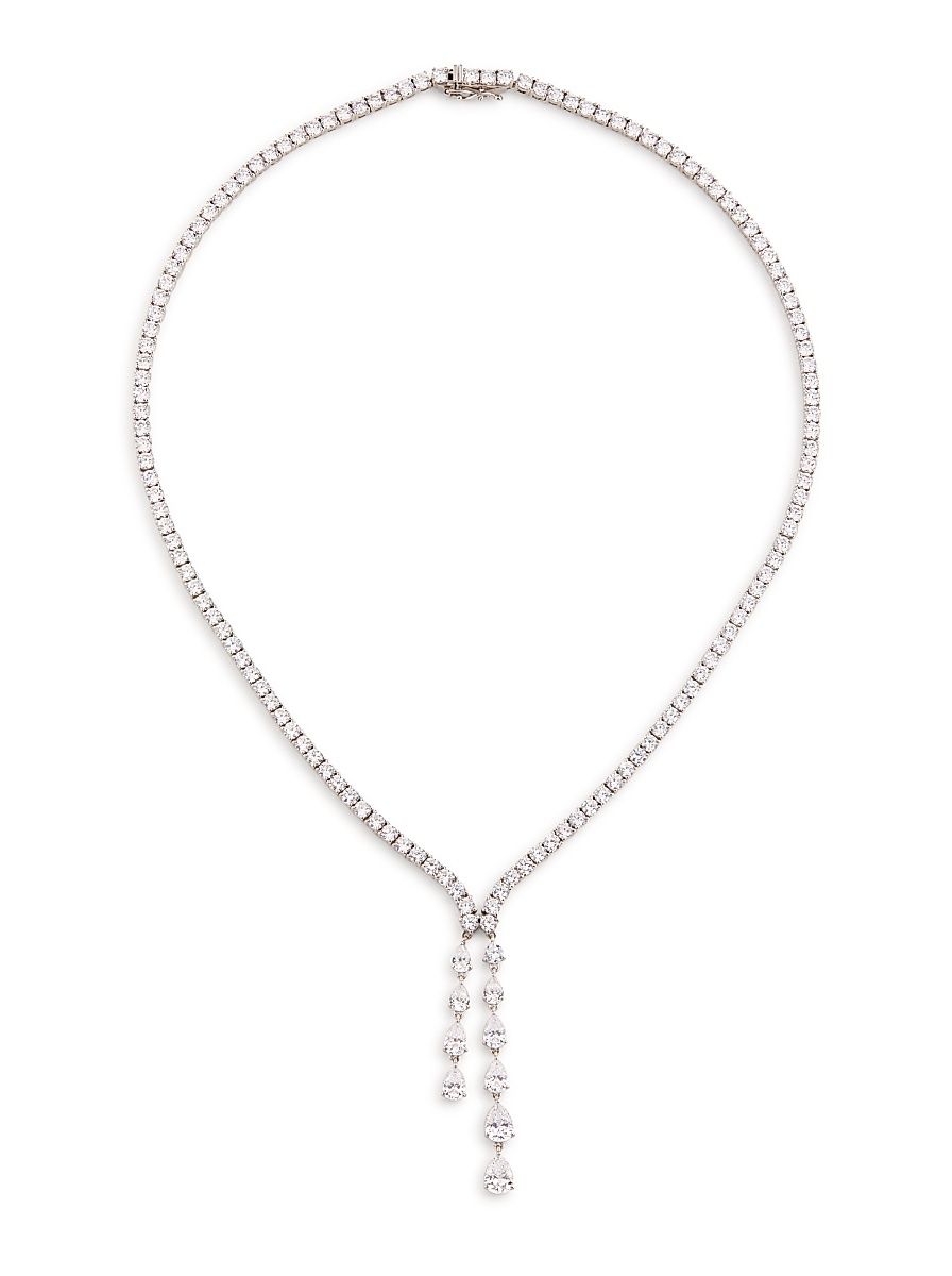 Women's Willow Rhodium-Plated & Cubic Zirconia Y Necklace - Rhodium