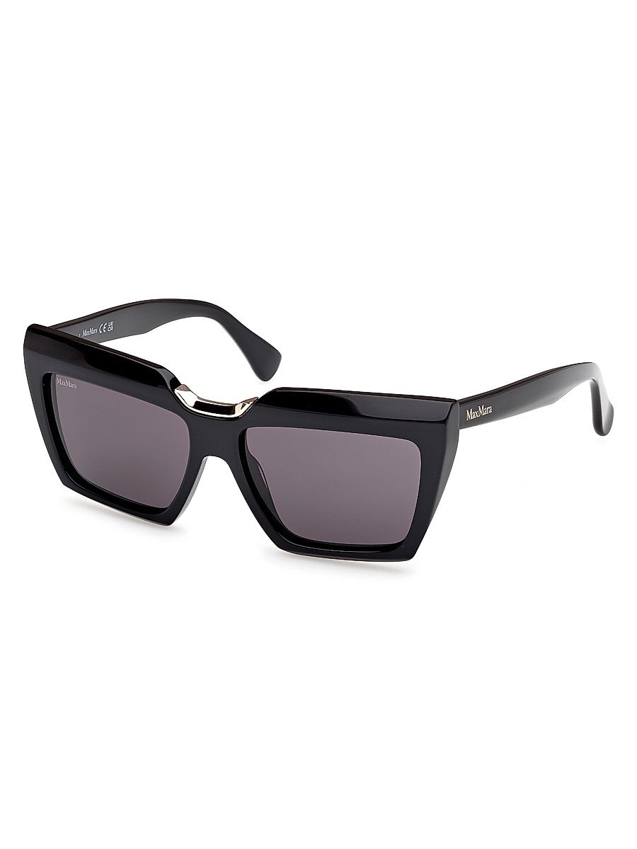 Women's Spark-7 56MM Rectangular Sunglasses - Black Gold Black