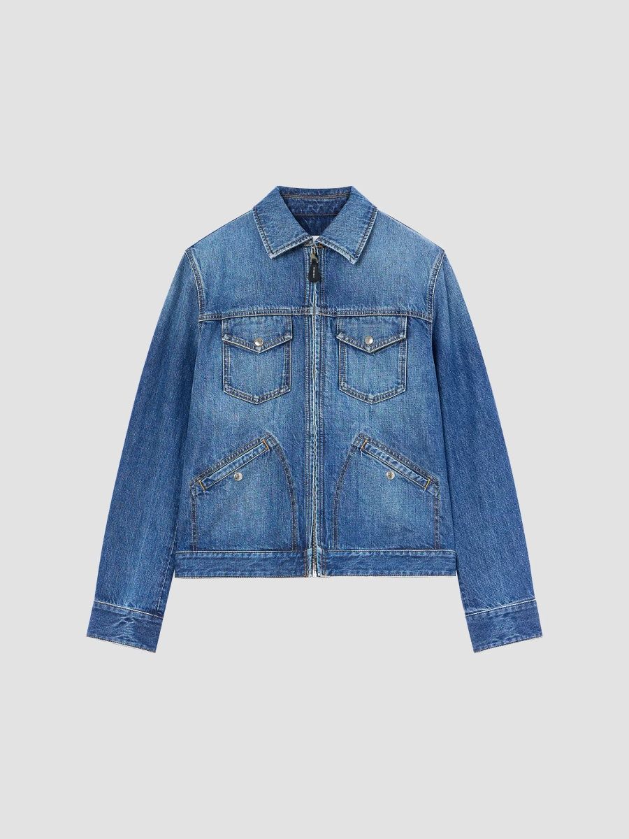 Givenchy Men's Zipped Jacket in Denim - Dark Blue - Size XXL