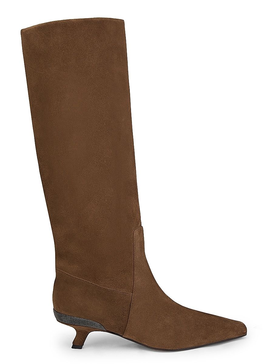 Women's Suede Knee-High Boots - Moka - Size 9