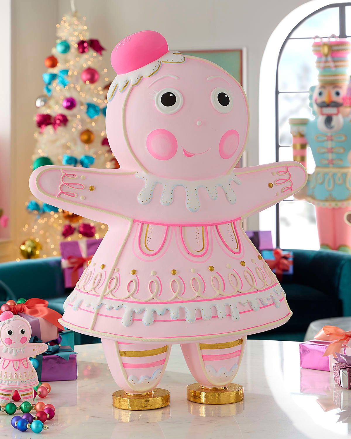 Pink Gingerbread Tabletop Christmas Display, Dippsy