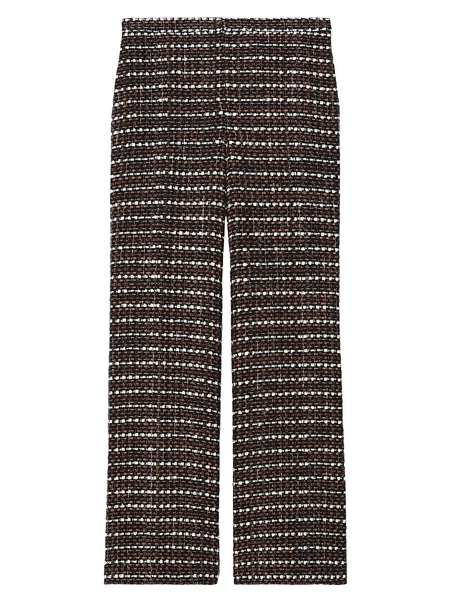 Women's Bouclé Fabric Trousers - Brown Multi - Size 16