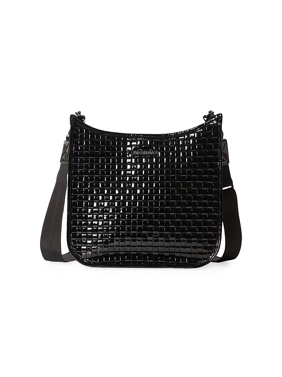 Women's Metro Woven Box Crossbody Bag - Black Lacquer
