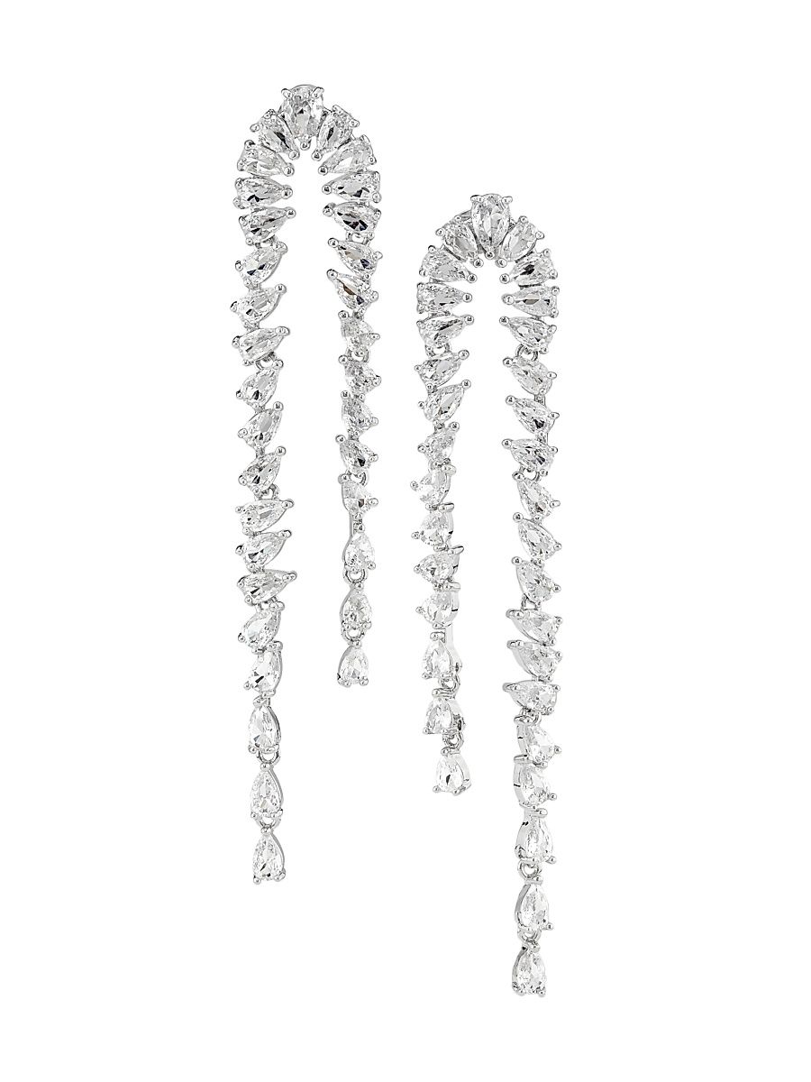 Women's Pear Sterling Silver & Cubic Zirconia Drop Earrings - Silver