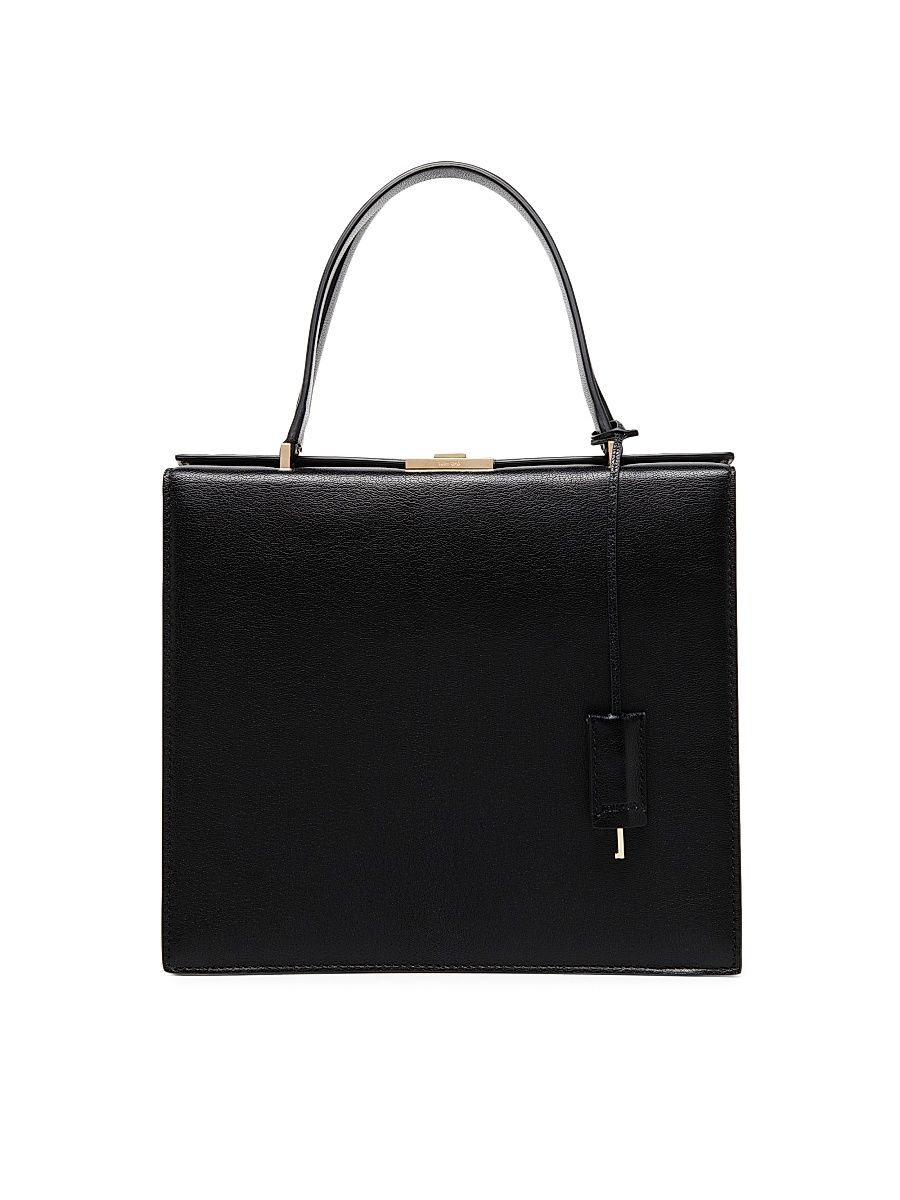 Women's Supple Grain Leather Top Handle Bag - Black