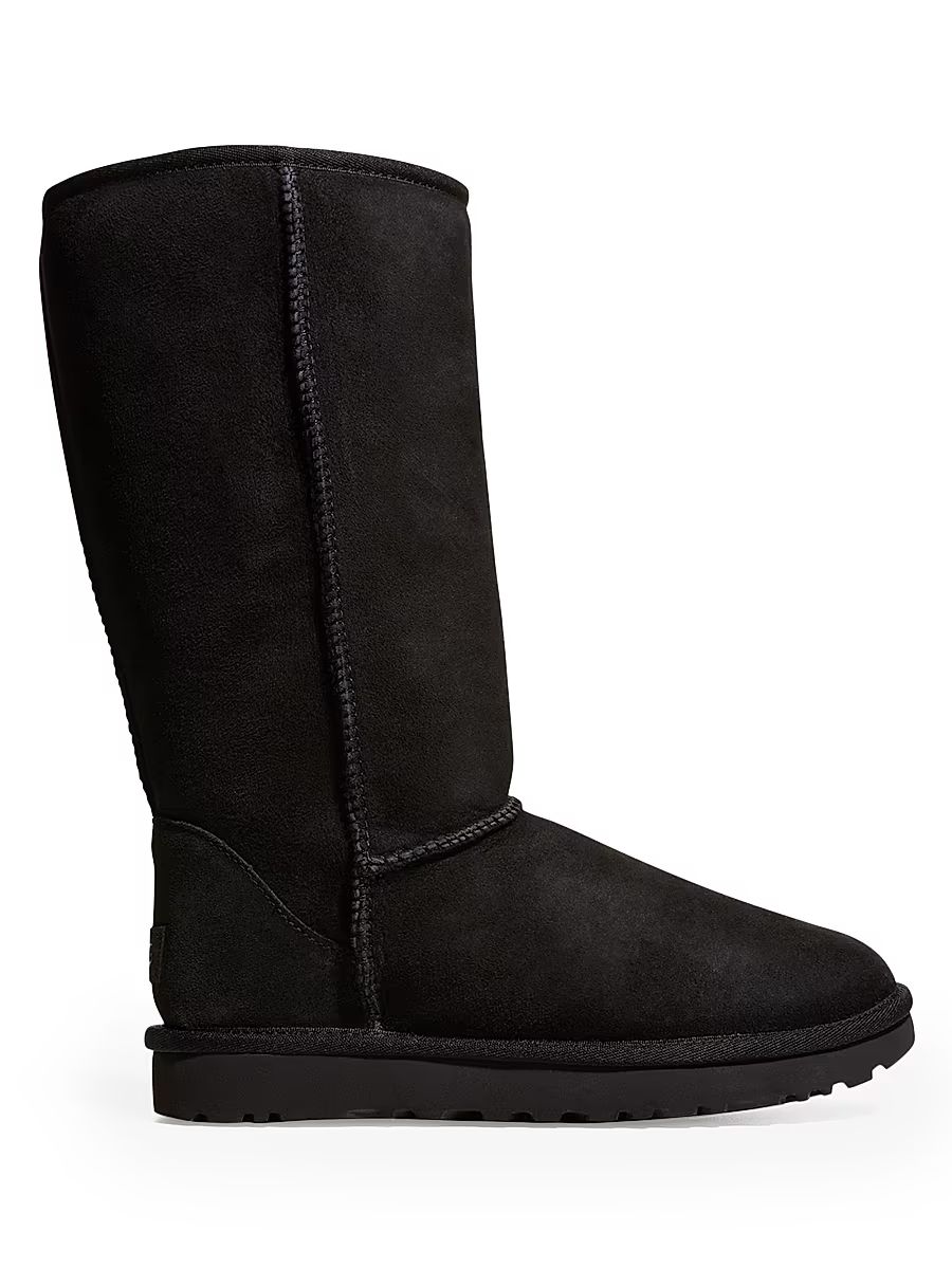 Women's Classic Tall II Shearling-Lined Suede Boots - Black - Size 6