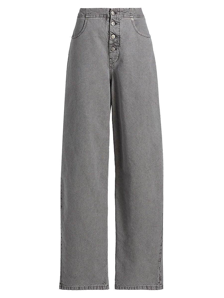 Women's Relaxed Mid-Rise Straight-Leg Jeans - Grey - Size 31