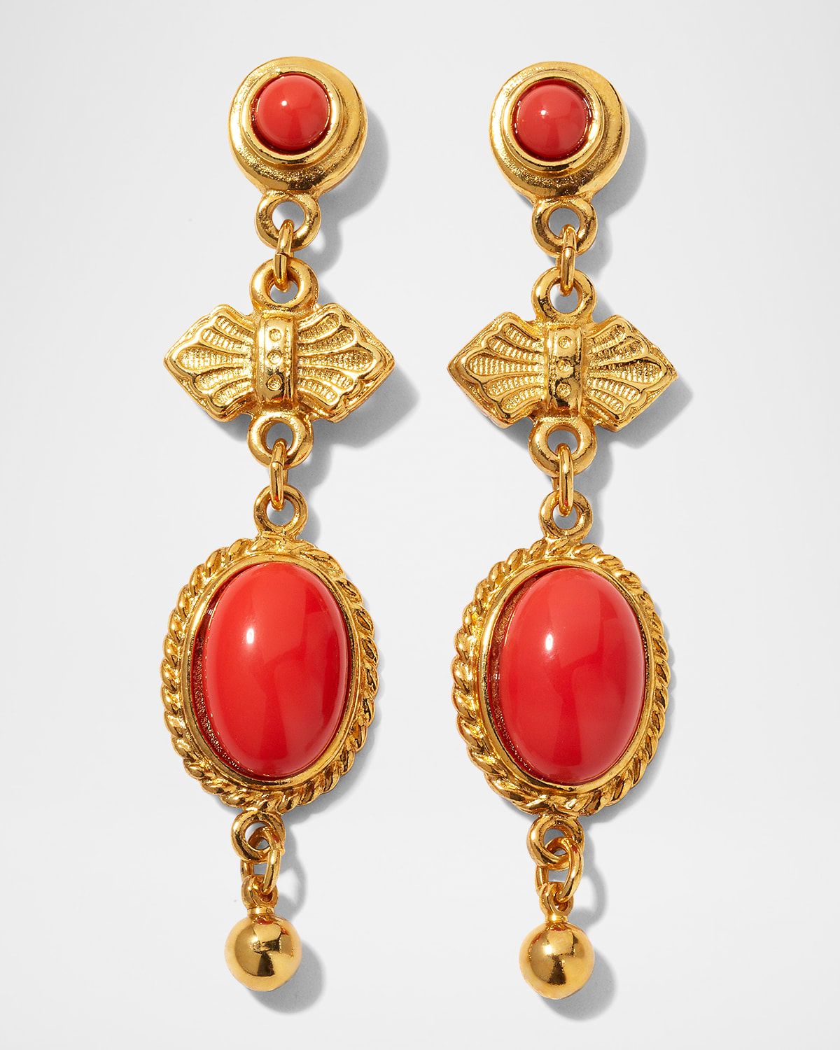 Red Oval Drop Earrings