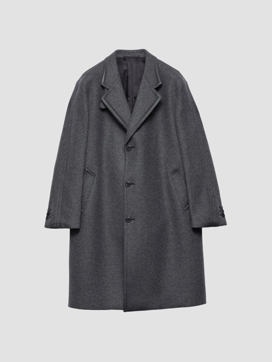 Prada Men's Single-Breasted Wool and Cashmere Coat - Grey - Size 42