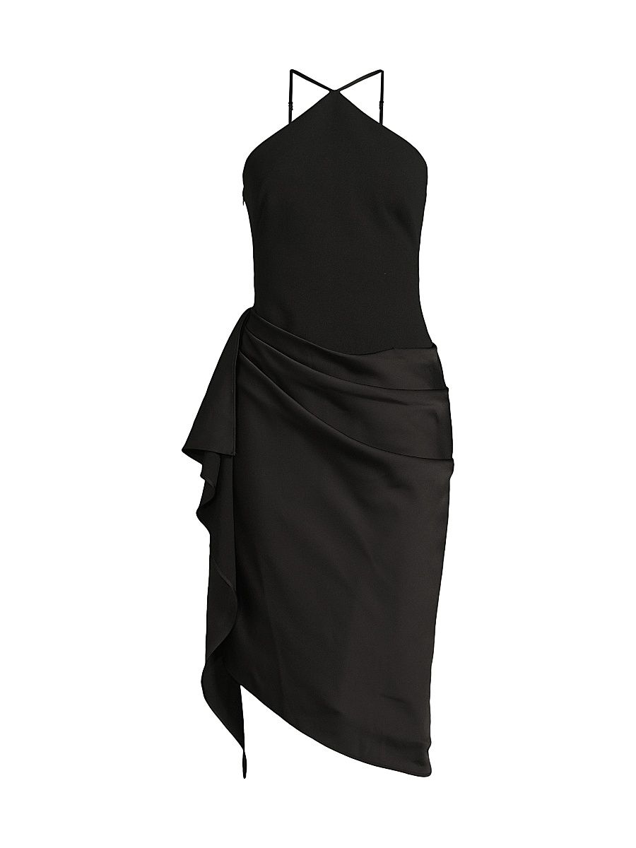 Women's Draped Halter Cocktail Dress - Black - Size 6