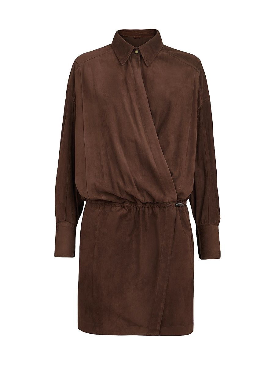 Women's Suede Shirt Dress - Brown Gianduia - Size 4