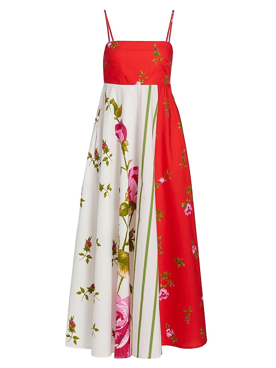 Women's Le Champ Rue Floral Cotton Maxi Dress - Ruby Antique Rose - Size 10
