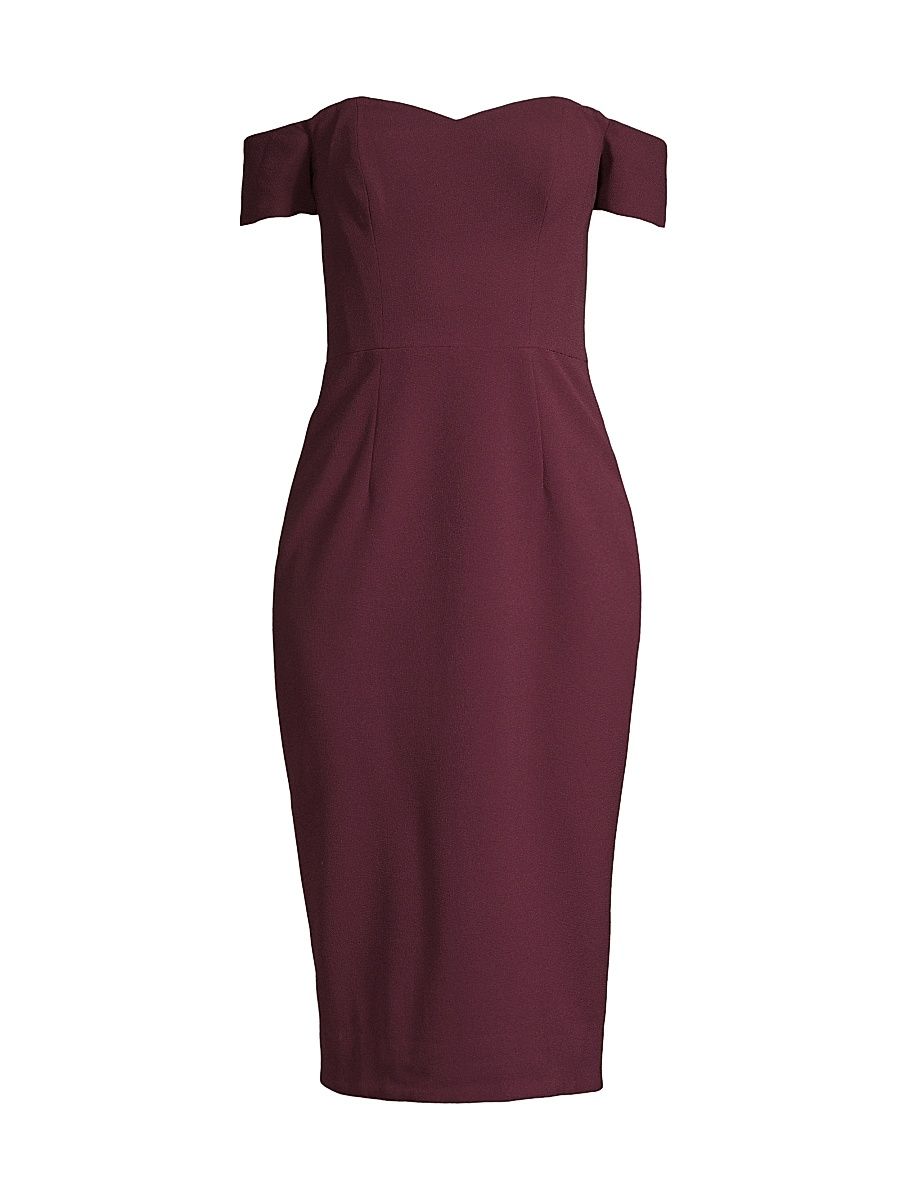 Women's Bailey Off-The-Shoulder Midi Dress - Burgundy - Size XXL