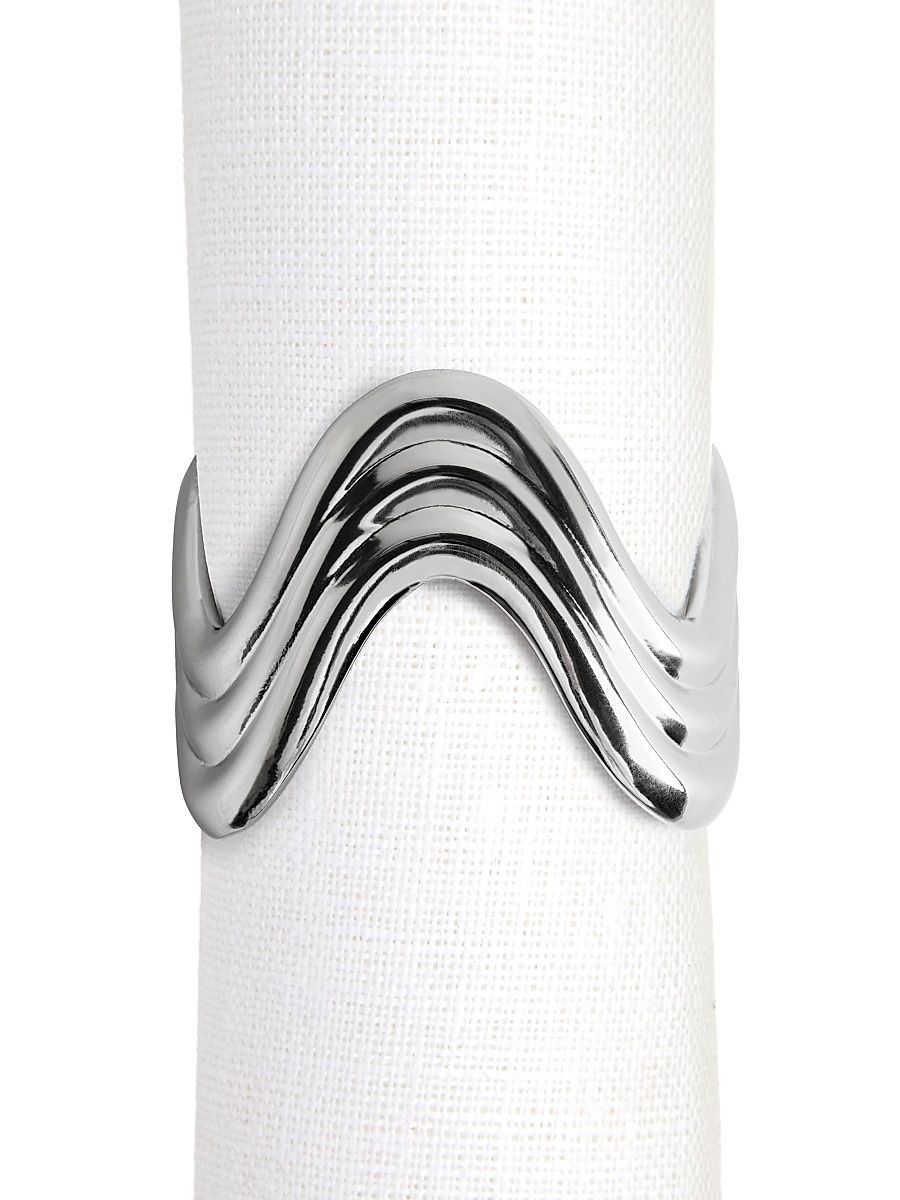 Ripple 4-Piece Napkin Ring Set - Platinum