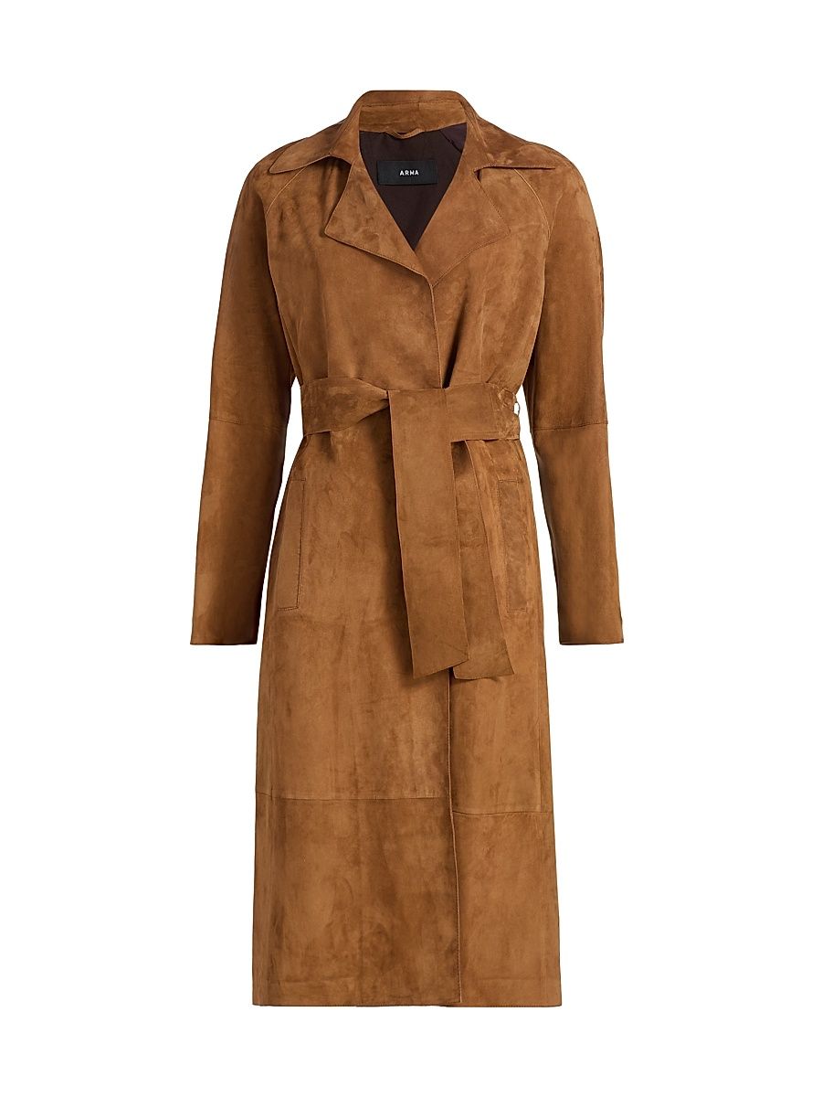 Women's Yava Suede Belted Coat - Whiskey - Size 10
