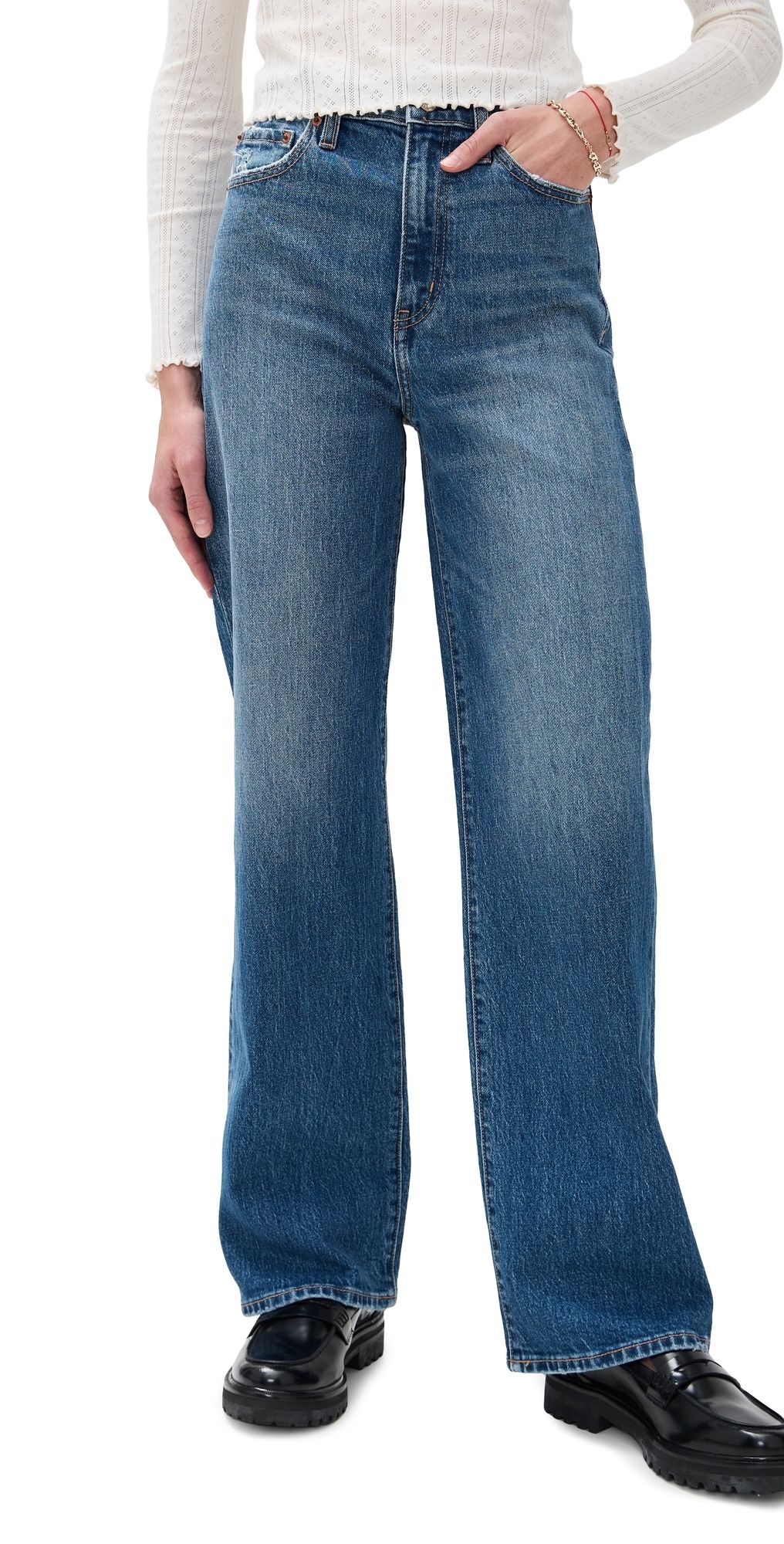 DAZE City Straight High Rise Straight Jeans Bright Blue 28