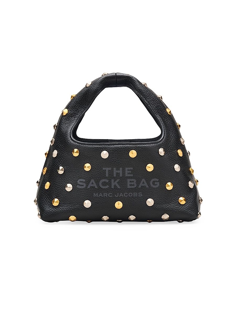 Women's The Glam Studs Leather Mini Sack Bag - Black
