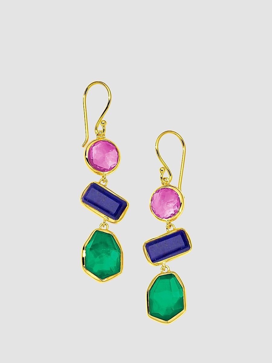Women's Rock Candy 18K Yellow Gold & Multi-Gemstone Triple-Drop Earrings - Gold