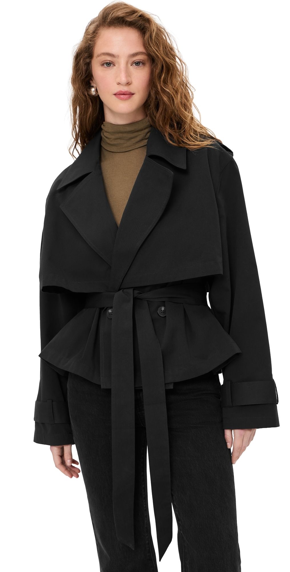 Joe's Jeans The Liz Cropped Trench Coat Black L