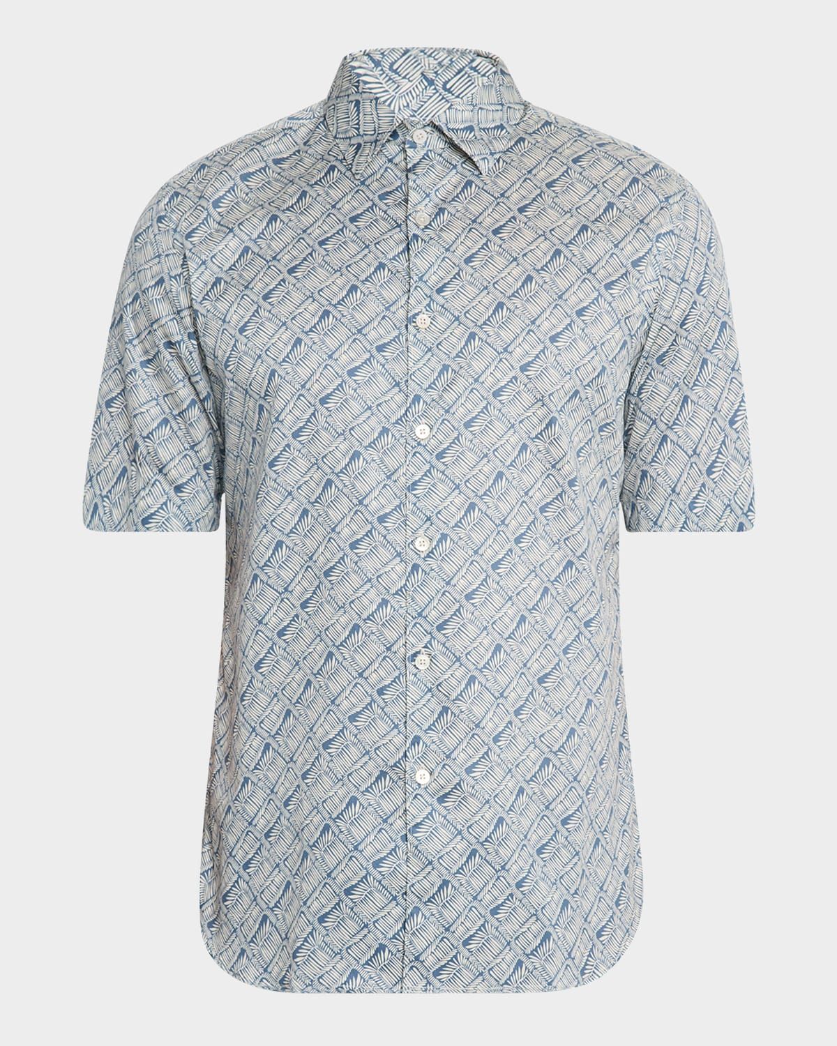 Men & apos;s Printed Cotton Short-Sleeve Shirt