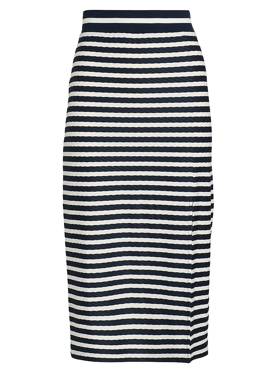 Women's Venus Striped Midi-Skirt - Navy Stripe - Size XL
