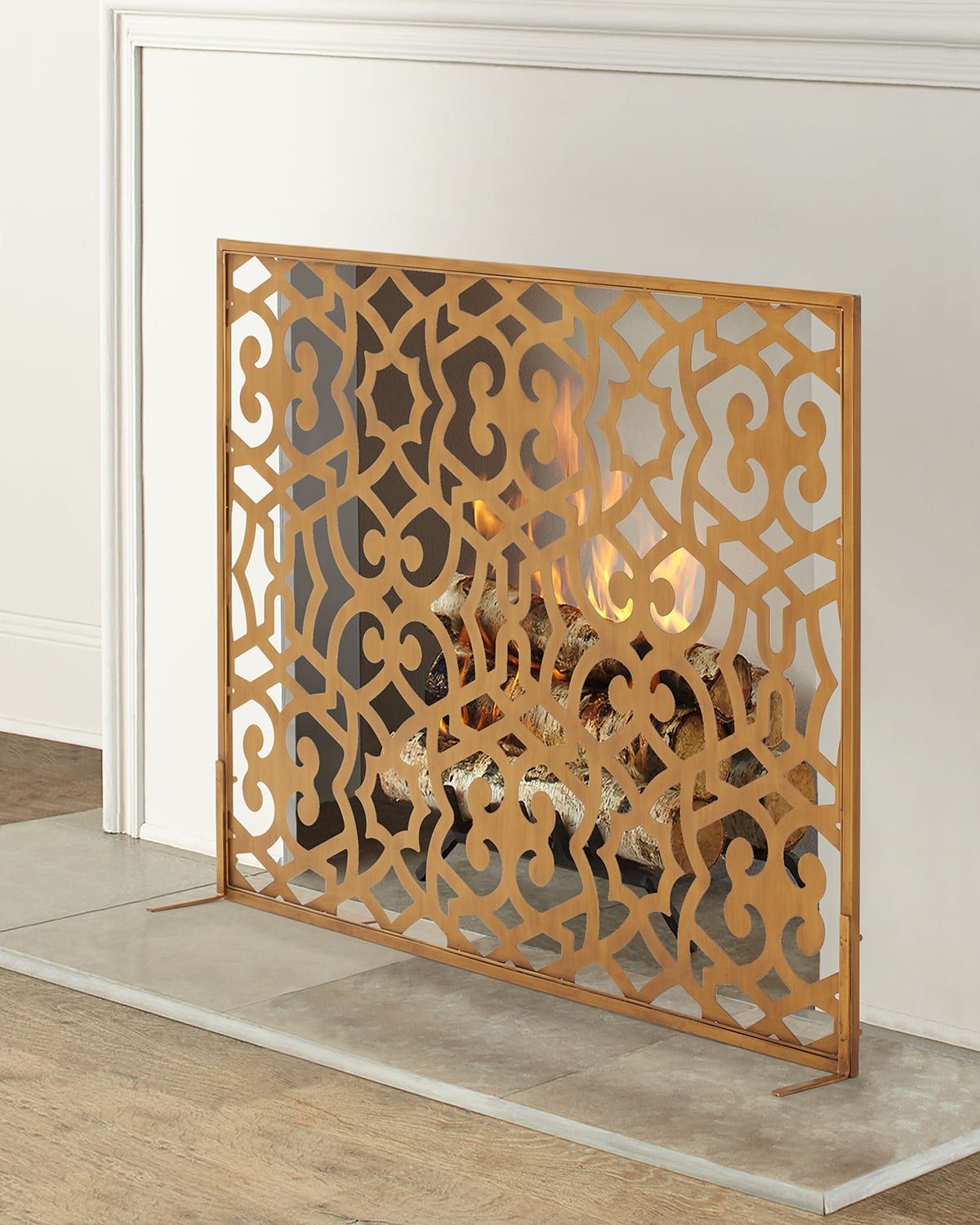 Dark Golden Patterned Ramey Fireplace Screen