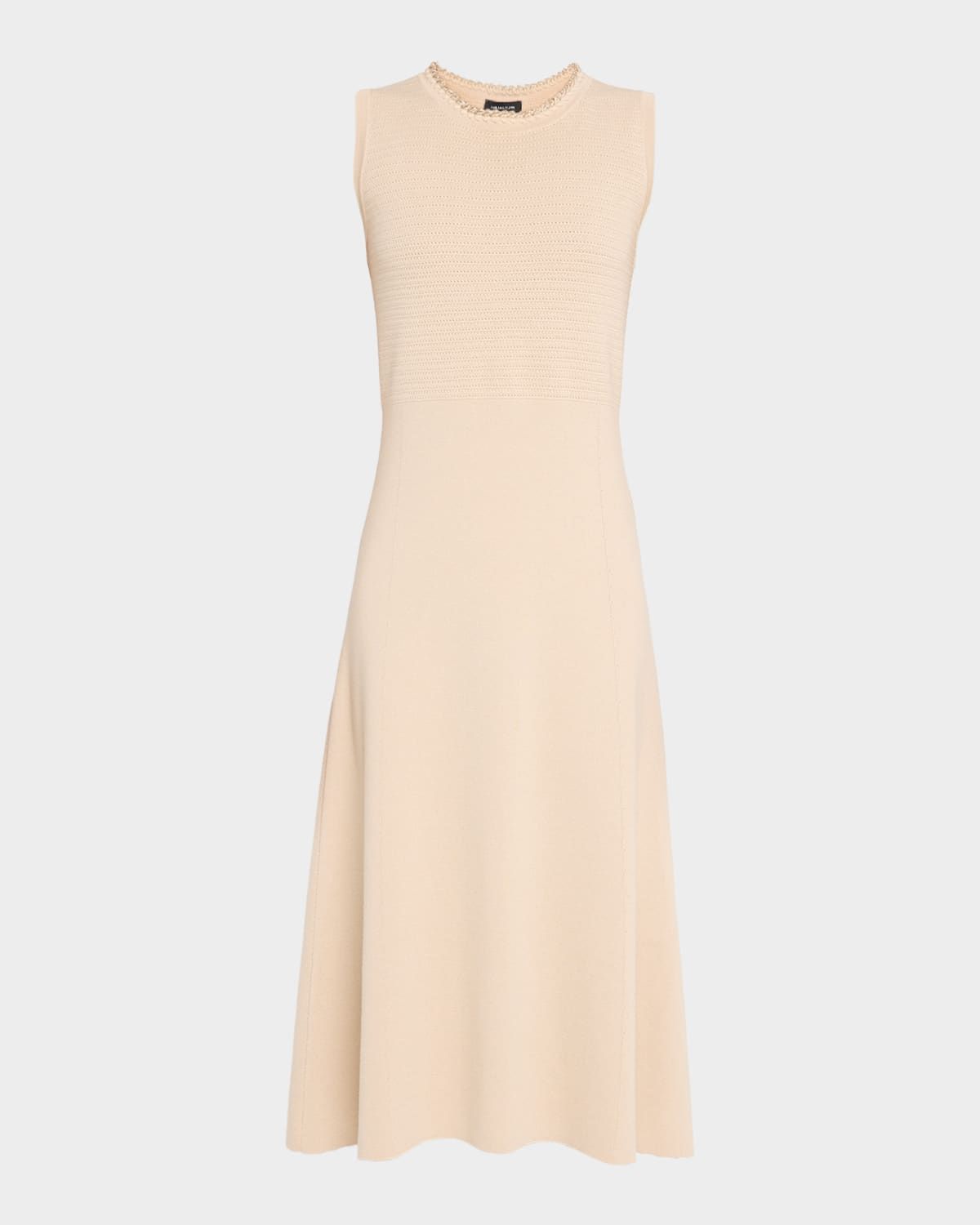 Sleeveless Bead-Trim Knit Midi Dress
