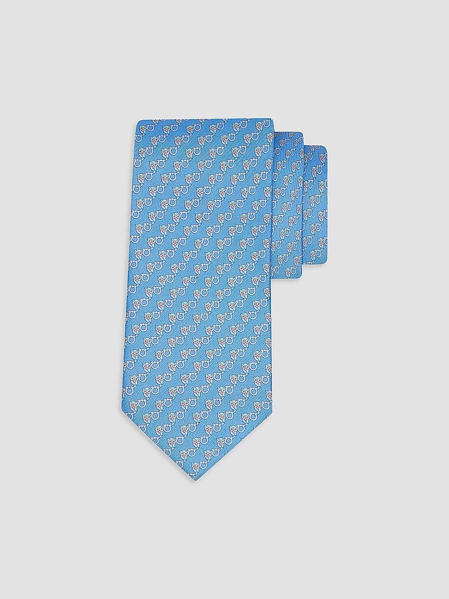 FERRAGAMO Men's Owl Gancio Silk Tie - Giallo