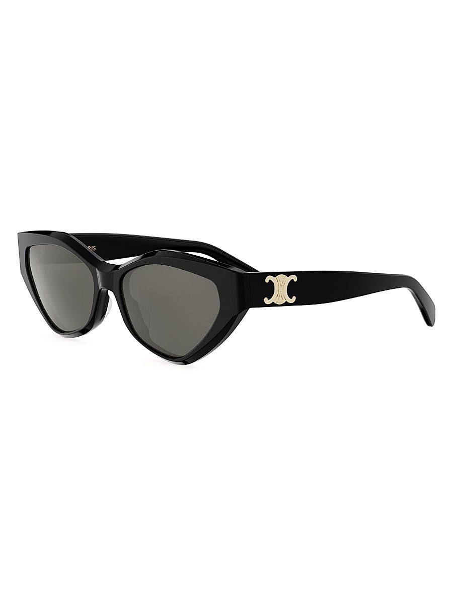 Women's Triomphe 56MM Cat Eye Sunglasses - Shiny Black Smoke