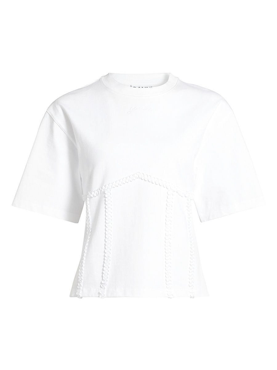 Women's Waisted Cotton T-Shirt - Bright White - Size Medium