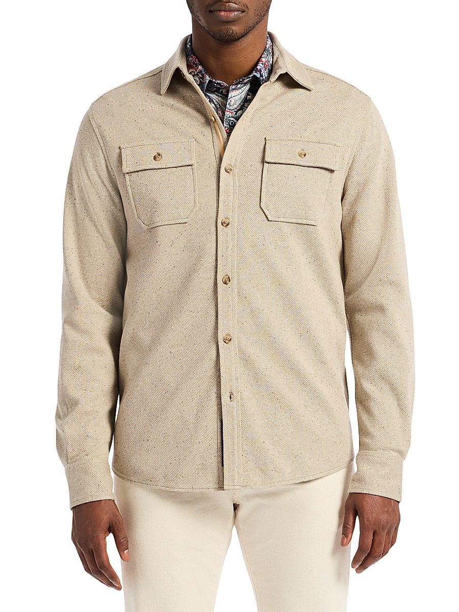 Men's Vigano Knit Cotton Shirt Jacket - Oatmeal - Size XXL