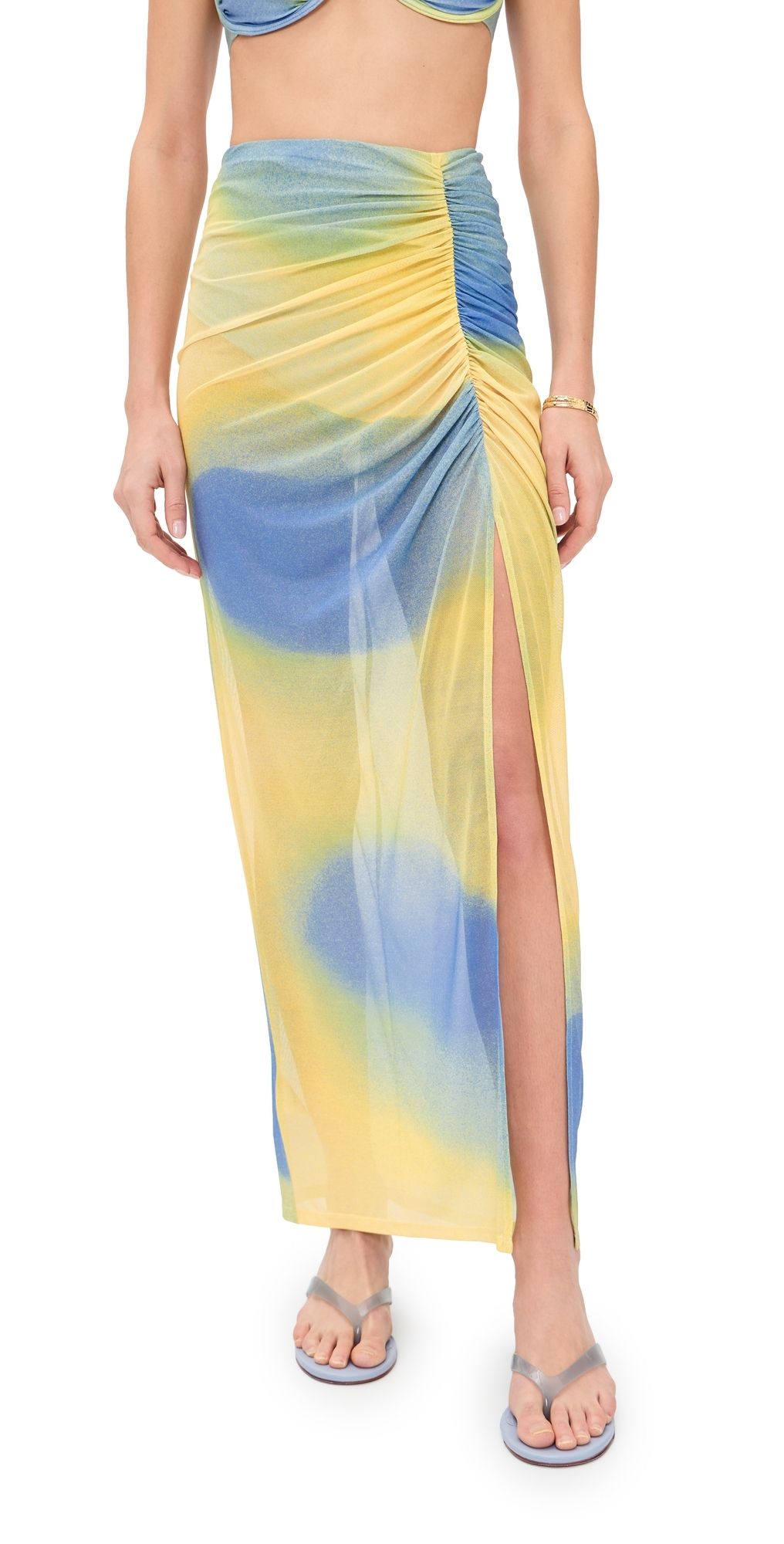 SIMKHAI Kensingten Mesh Skirt Golden Hour Twilight M