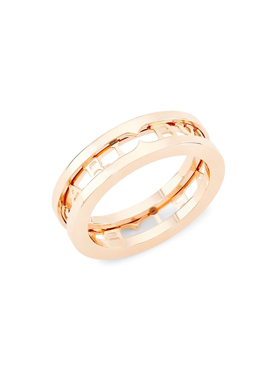 Women's B. zero1 18K Gold Logo Band - Pink Gold - Size 6.25