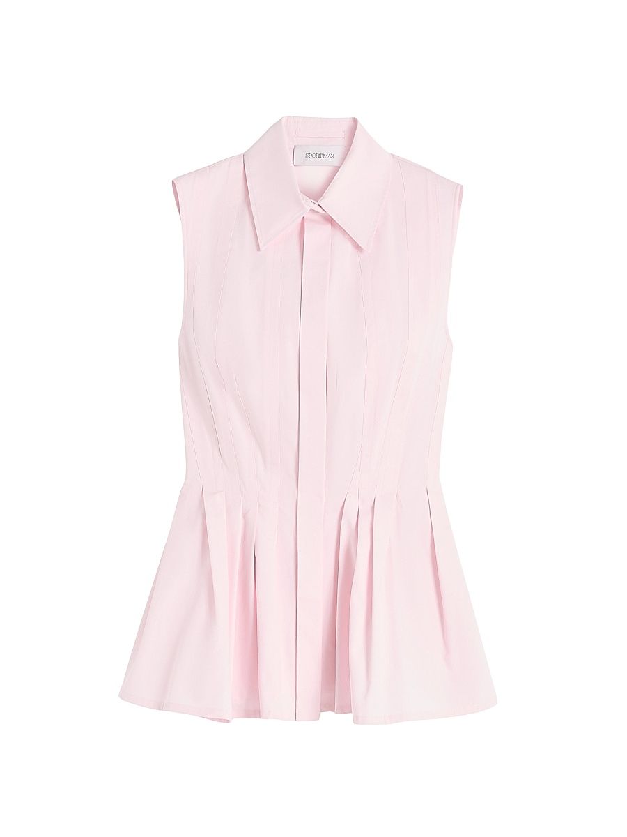 Women's Sleeveless Heavy Cotton Canvas Shirt - Pink - Size 12