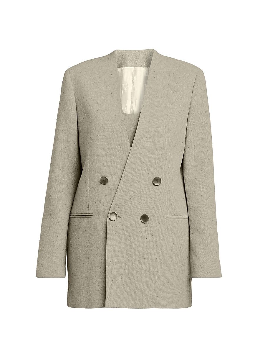 Women's Double-Breasted Oversized Blazer - Grey - Size 12