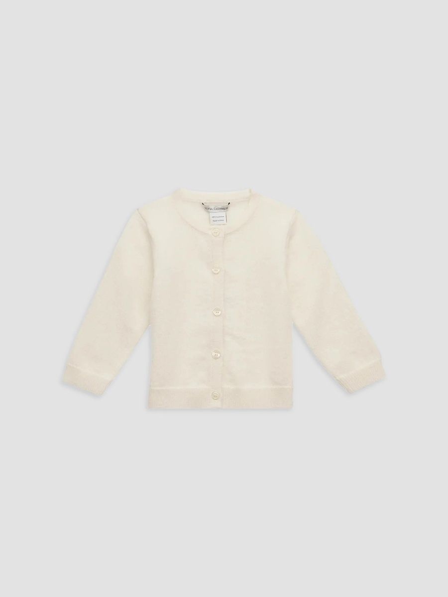 Sofia Cashmere Unisex Baby's Classic Cashmere Cardigan - Ivory - Size 9 Months