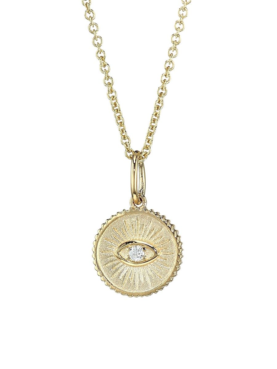 Women's 14K Yellow Gold & Diamond Small Marquis Eye Coin Necklace - Yellow Gold