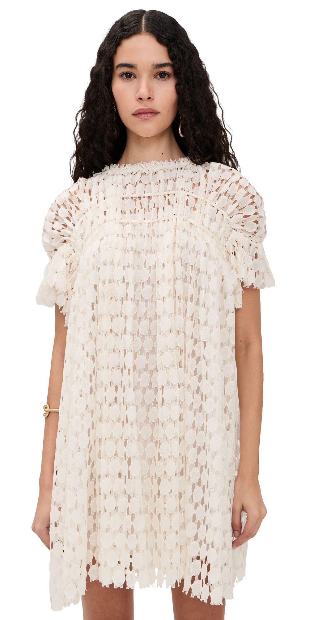 Ulla Johnson Layla Silk-Lined Lace Mini Dress Chalk 0