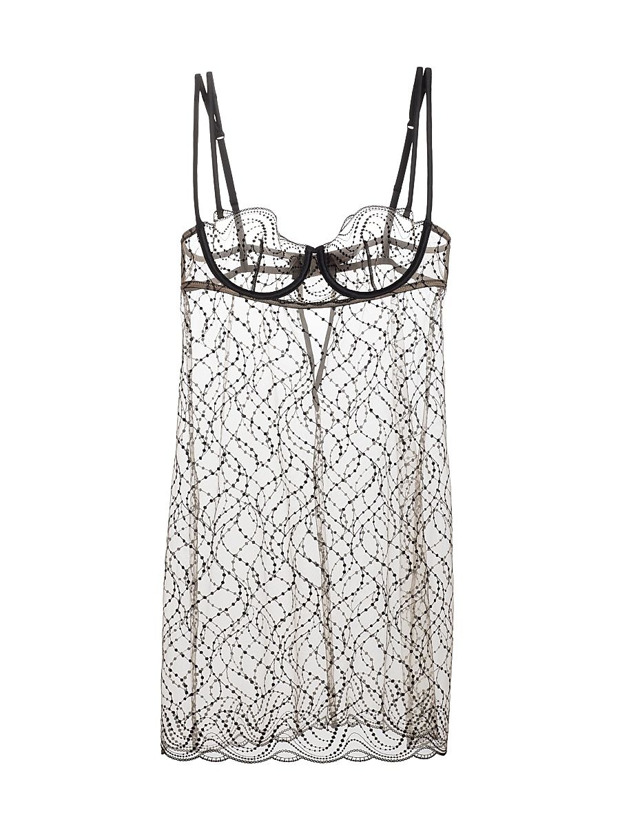 Women's Ondule Embroidered Lace Mini Slip - Sucre - Size Large